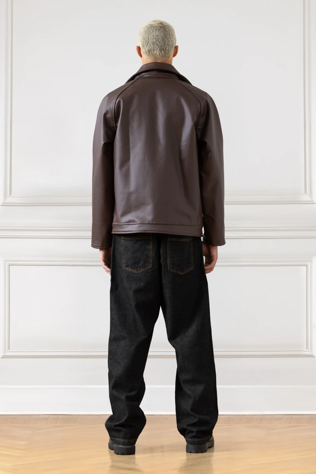 Essential Leather Jacket (BROWN) - Image 4