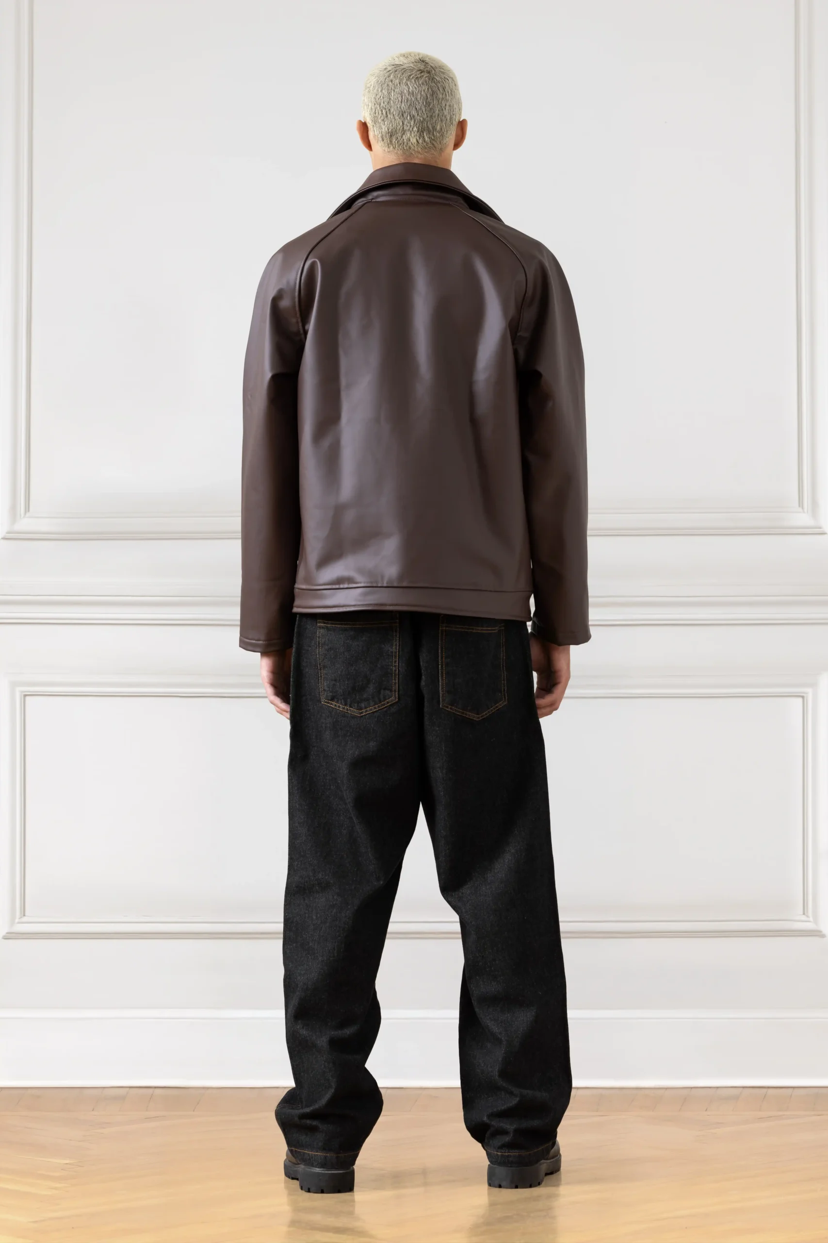 Essential Leather Jacket (BROWN) - Image 4