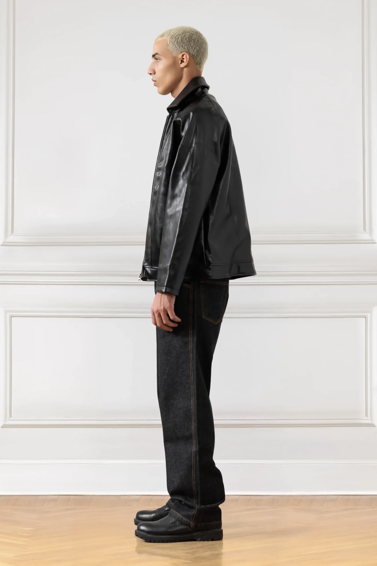 Essential Leather Jacket (BLACK) - Image 2