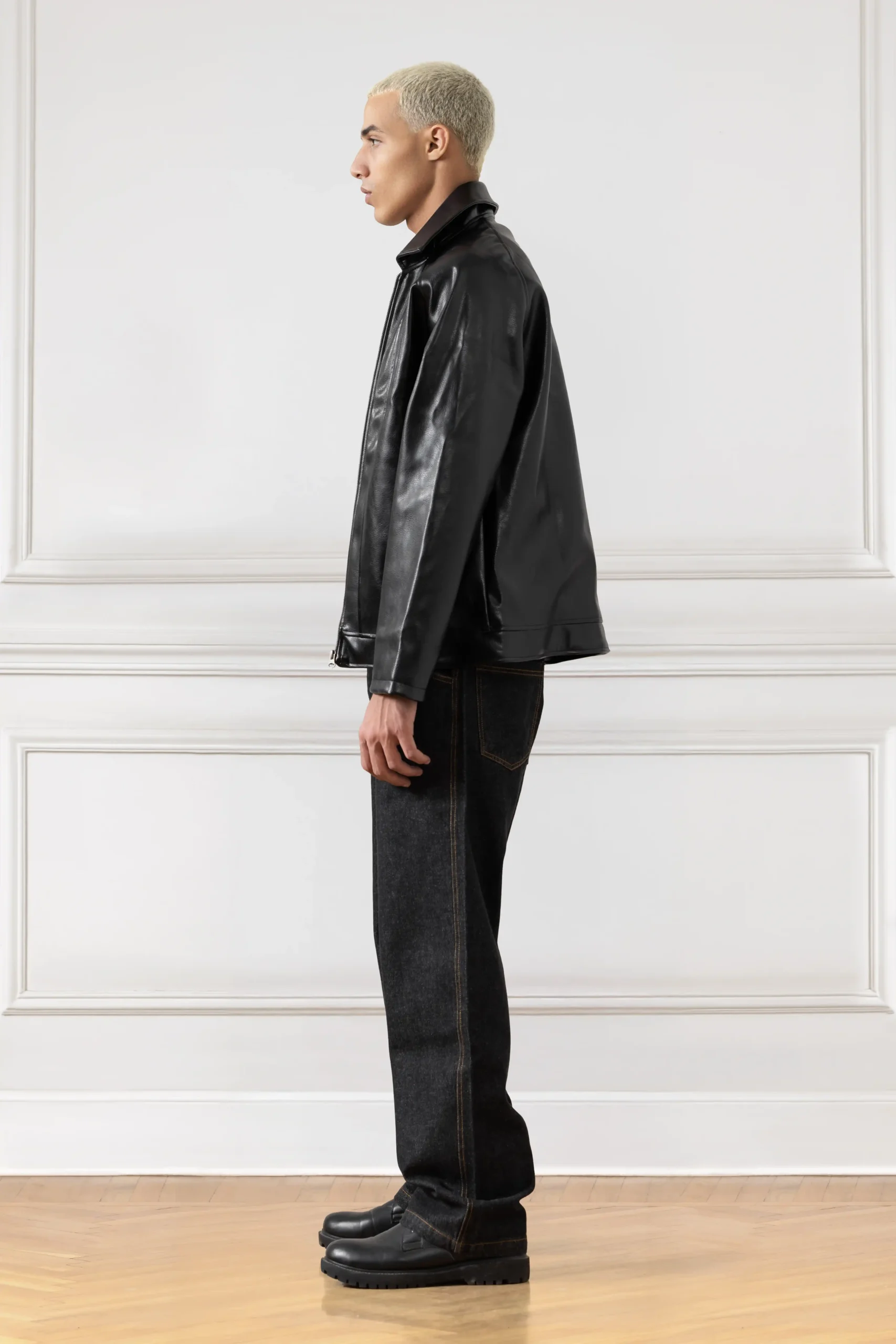 Essential Leather Jacket (BLACK) - Image 2